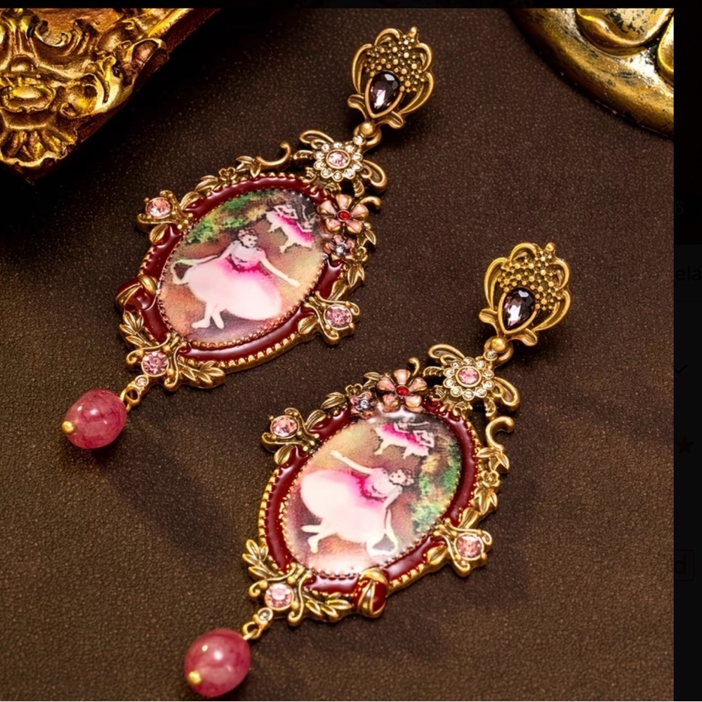 Charming Floral Tassel Enamel Earrings